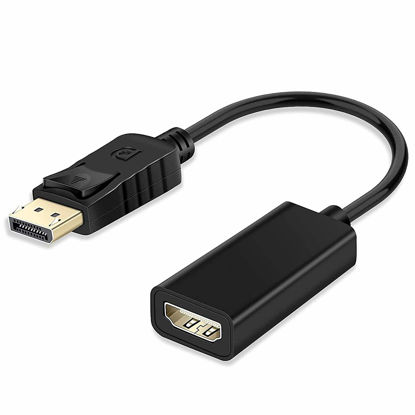 Picture of avedio links DisplayPort to HDMI Adapter, Gold-Plated DP to HDMI Converter Cable Cord (Male to Female) (Black)