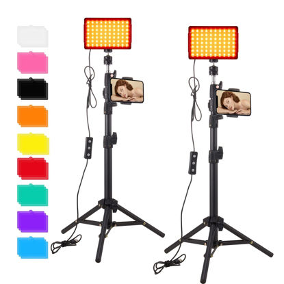 Picture of 2-Pack LED Studio Streaming Lights, Portable Video Lighting for Video Recording Filming Camera Photo Photography Conference Game YouTube TikTok Shooting with Adjustable Tripod Stand & Color Filters