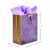 Picture of Hallmark 13" Large Gift Bag with Tissue Paper (Purple Flowers, Gold Accents) for Birthdays, Mother's Day, Bridal Showers, Weddings, Retirements, Anniversaries, Engagements, Any Occasion