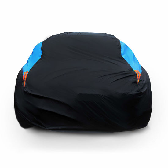 Picture of MORNYRAY Waterproof Car Cover All Weather Snowproof UV Protection Windproof Outdoor Full car Cover, Universal Fit for Sedan (Fit Sedan Length Up to 153 inch, Blue)