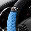 Picture of Bling Soft Leather Steering Wheel Cover, 15 Inch Colorful Rhinestones Auto Elastic Steering Wheel Protector, Sparkly Crystal Diamond for Women Girls, Car Interior Accessories for Most Cars (Blue)