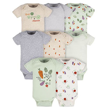 Picture of Gerber Baby 8-Pack Short Sleeve Onesies Bodysuits, Happy Veggies, 6-9 Months