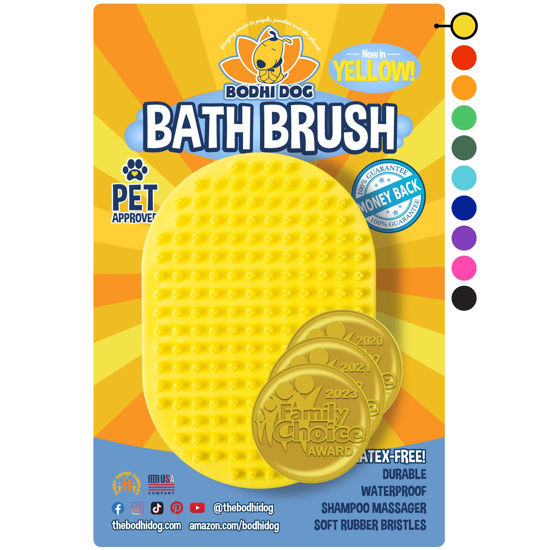 Picture of Bodhi Dog Shampoo Brush | Pet Shower & Bath Supplies for Cats & Dogs | Dog Bath Brush for Dog Grooming | Long & Short Hair Dog Scrubber for Bath | Professional Quality Dog Wash Brush