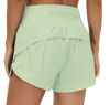 Picture of THE GYM PEOPLE Womens High Waisted Running Shorts Quick Dry Athletic Workout Shorts with Mesh Liner Zipper Pockets(Pale Green, Large)