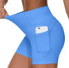 Picture of THE GYM PEOPLE High Waist Yoga Shorts for Women's Tummy Control Fitness Athletic Workout Running Shorts with Deep Pockets(Small, Sea Blue)