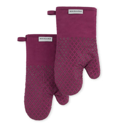 Picture of KitchenAid Asteroid Oven Mitt 2-Pack Set, Beet, 7"x12.5"