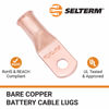 Picture of SELTERM 2pcs 4 AWG #10 Stud Copper Wire Lugs, Battery Lugs, Ring Terminals, Battery Cable Ends, 4 Guage Ring Terminal Connectors, UL Heavy Duty Bare Copper Eyelets Battery Terminal Connectors