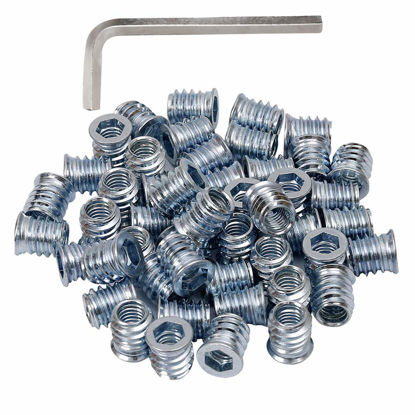 Picture of 5/16-18 Threaded Inserts for Wood 15mm Length Furniture Screw in Threaded Insert Nuts 40 Pieces