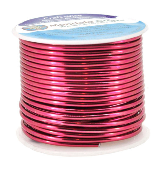 Picture of Mandala Crafts Anodized Aluminum Wire for Sculpting, Armature, Jewelry Making, Gem Metal Wrap, Garden, Colored and Soft, 1 Roll(12 Gauge, Raspberry)