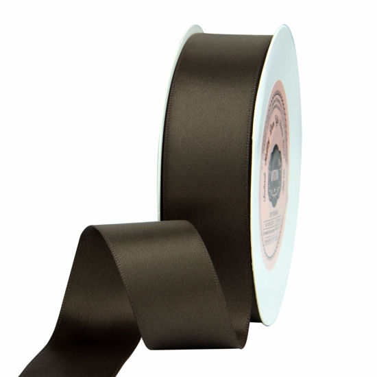 Picture of VATIN Dark Olive 1 inch Double Faced Polyester Satin Ribbon -Continuous 25 Yard Spool, Perfect for Gift Wrapping Crafts Wedding Decoration Bows Bouquet Floral Arrangement