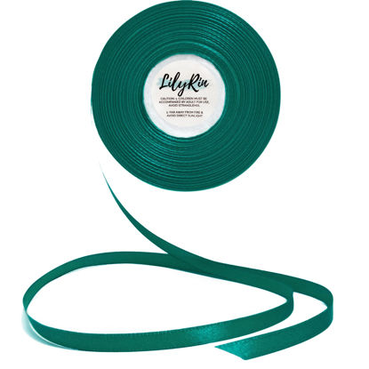 Picture of LilyRin Teal Ribbon 1/4 Inches 36 Yards Satin Roll Perfect for Scrapbooking, Art, Wedding, Wreath, Baby Shower, Packing Birthday, Wrapping Christmas Gifts or Other Projects Dark Green Color