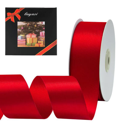 Picture of Solid Color Double Faced Red Satin Ribbon 1-1/2" X 25 Yards, Ribbons Perfect for Crafts, Wedding Decor, Bows Bouquet, Sewing, Christmas Gift Wrapping