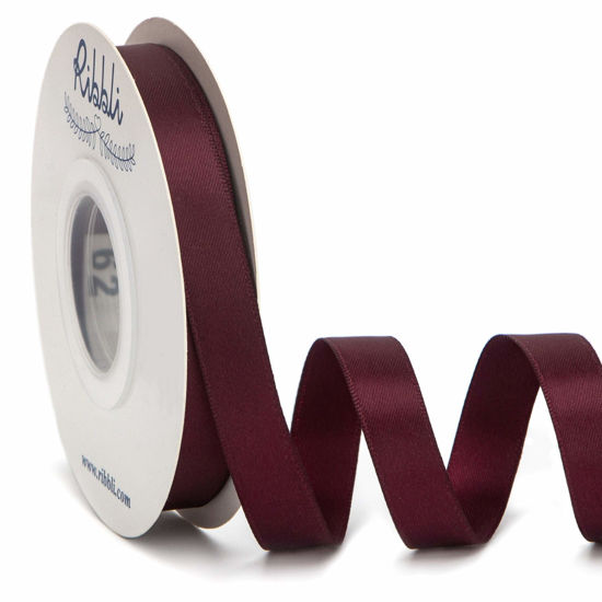 Picture of Ribbli Double Faced Burgundy Satin Ribbon,1/2” x Continuous 25 Yards,Use for Bows Bouquet,Gift Wrapping,Floral Arrangement