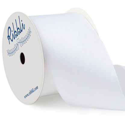 Picture of Ribbli White Double Faced Satin Ribbon, 2” x Continuous 10 Yards,Use for Bows Bouquet,Gift Wrapping,Floral Arrangement,Wedding Decoration