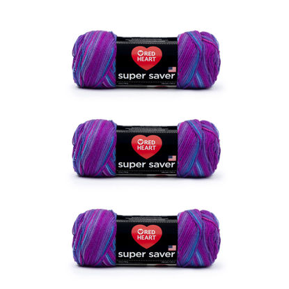 Picture of Red Heart Super Saver Yarn, 3 Pack, Grape Fizz 3 Count