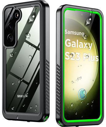 Picture of Temdan for Samsung Galaxy S23 Plus Case Waterproof,Built-in Screen Protector [IP68 Underwater][Full Body Shockproof][12FT Military Dropproof][Heavy Duty]Protective Case for S23 Plus 5G 6.6"Green Clear