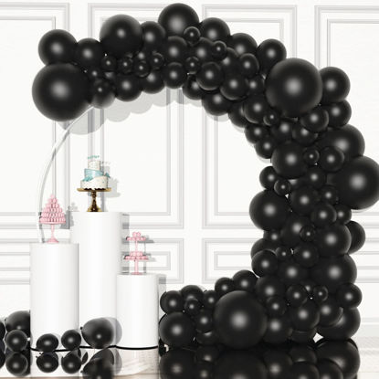 Picture of Black Balloon Garland Arch Kit - 121 pcs - Black 5/10/12/18 different sizes of Black latex Balloon Arch Kit, perfect for Birthday Party, Graduation, Baby Shower, Wedding Decoration (black balloons)