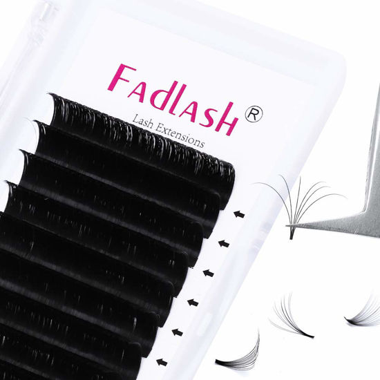 Picture of Easy Fan Volume Lashes 8-20mm Length FADLASH C D DD Cur Self Fanning Eyelash Extensions 0.05 0.07 Withstand about 194℉ Auto Blooming Lash Supplies (0.07-D, 20mm)