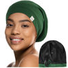 Picture of YANIBEST Silk Satin Bonnet Hair Cover Sleep Cap -Pine Green Adjustable Stay on Silk Lined Slouchy Beanie Hat for Night Sleeping