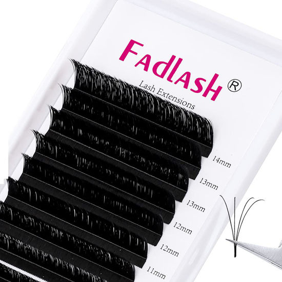 Picture of Lash Extension L Curl 0.03 Easy Fan Volume Lashes Blooming Mega Volume Lash Extensions Self Fanning Eyelash Extensions (0.03-L, 8-14mm Mixed Tray)