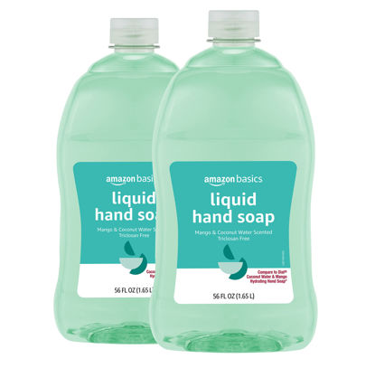 Picture of Amazon Basics Liquid Hand Soap Refill, Mango and Coconut Water Scent, Triclosan-Free, 56 Fluid Ounces, Pack of 2