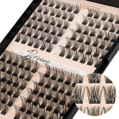 Picture of LASHVIEW Lash Clusters 144 Pcs Cluster Lashes DIY Cluster Eyelash Extensions Mega Volume Reusable Individual Lashes Cluster Volume Look Super Thin Band & Soft(Volume,D+-10-16mix)