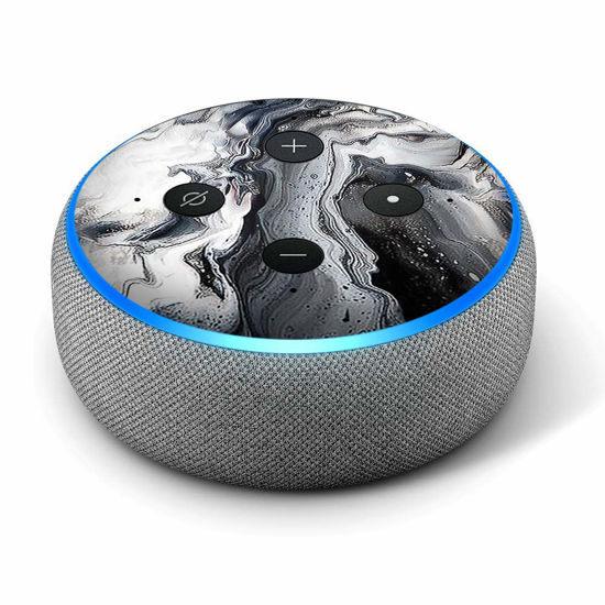 Picture of Black and White Swirl Marble - Vinyl Decal Skin Compatible with Amazon Echo Dot 3rd Generation Alexa - Decorations for Your Smart Home Speakers, Great Gift for mom, dad, Birthday, Kids