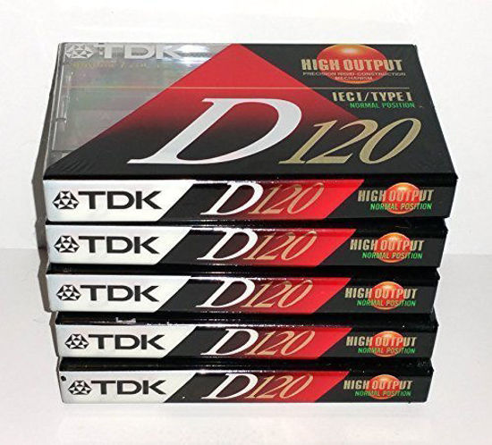 Picture of TDK D120 High Output Precision Rigid Construction Mechanism IEC I / Type I Normal Bias Audio Cassette Tapes - 5 Pack