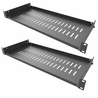 Picture of Jingchengmei 2 Pack of 1U Disassembled Vented Cantilever Server Rack Mount Shelf 8" (203mm) Deep for 19" Network Cabinet or Equipment Rack (8V2PC)