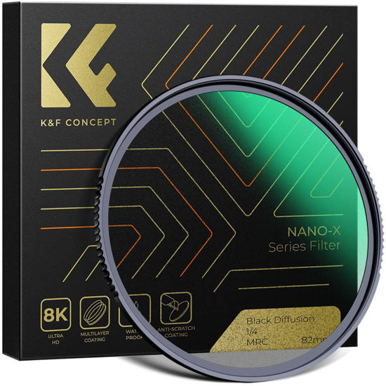 Picture of K&F Concept 77mm Black Diffusion 1/4 Filter Mist Cinematic Effect Filter with 28 Multi-Layer Coatings Waterproof/Scratch Resistant for Video/Vlog/Portrait Photography