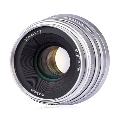 Picture of Brightin Star 35mm F1.7 Large Aperture APS-C Manual Focus Prime Fixed Mirrorless Camera Lens, Fit for Fuji XF XS-10, X-E4, X-H2S, X-T30, X-T4, X-Pro3/2, X-M1, XH1, XE2/E3/E1, XA1/A10/A2/A3(Silver)