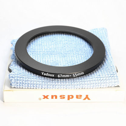 Picture of 67mm to 55mm Step Down Lens Adapter Ring for Camera Lenses Filters,Metal Filters Step Down Ring Adapter,The Connection 67MM Lens to 55MM Filter Lens Accessory,Cleaning Cloth with Lens(67mm-55mm)