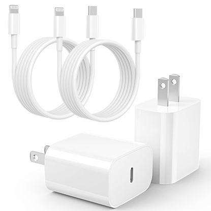 Picture of iPhone Charger Fast Charging [Apple MFi Certified], 2Pack 20W PD USB C Wall Charger Block with 6FT Type-C to Lightning Cables Compatible with iPhone 14/13/ 12/11/ XS/XR/X/ 8 / iPad