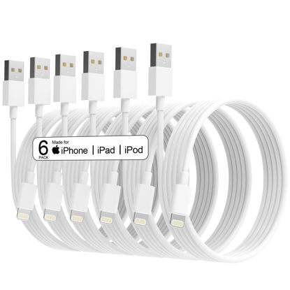 Picture of 6Pack(3/3/6/6/6/9 FT) Original [Apple MFi Certified] iPhone Charger Fast Charging Lightning Cable iPhone Charger Cord Compatible iPhone 14/13/12/11 Pro Max/XS MAX/XR/XS/X/8/7 Plus iPad AirPods