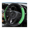 Picture of Fekey&JF Bling Soft Leather Steering Wheel Cover, 15 Inch Rhinestones Elastic Steering Wheel Protector, Sparkly Crystal Diamond for Women Girls, Auto Accessories Universal for Most Cars (Green)