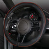 Picture of Car Steering Wheel Cover, Anti-Slip, Safety, Soft, Breathable, Heavy Duty, Thick, Full Surround, Sports Style (Black with Light Orange Line)