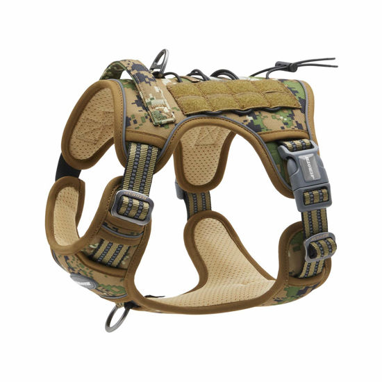 Picture of AUROTH Tactical Dog Harness for Small Medium Dogs No Pull Adjustable Pet Harness Reflective K9 Working Training Easy Control Pet Vest Military Service Dog Harnesses Woodland Camo S