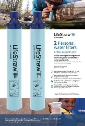 Picture of LifeStraw Personal Water Filter for Hiking, Camping, Travel, and Emergency Preparedness, 2 Pack, Blue