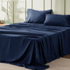 Picture of Bedsure - Soft 1800 Sheets for California King Size Bed, 4 Pieces Hotel Luxury Navy Sheets Cal King, Easy Care Polyester Microfiber Cooling Bed Sheet Set