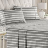 Picture of Striped Bed Sheets - Pin Striped Sheets - Grey and White Sheets - Grey and White Striped Sheets - Full Striped Sheets - Hotel Luxury Bed Sheets - Deep Pockets - Breathable & Cooling Sheets