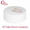 Picture of Cakebon Cake Drums Round 10 Inches - (White, 6-Pack) - Sturdy 1/2 Inch Thick - Fully Wrapped Edges