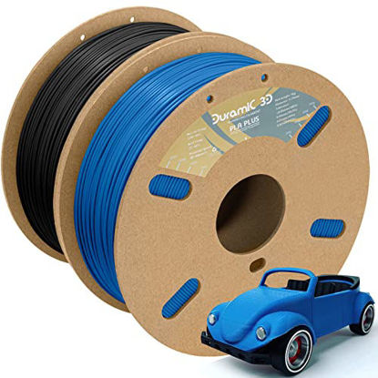 Picture of DURAMIC 3D PLA Plus Filament 1.75mm Black Blue 2 Pack, 1.75 PLA Pro 3D Printer Filament 8 Times Strength, 1kg Cardboard Spool 3D Printing Filament Dimensional Accuracy 99% +/- 0.03 mm