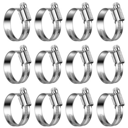 Picture of STEELSOFT Heavy Duty High Pressure 1-1/4"(1.25 inch) Hose Clamp Size#16, 25-40mm Adjustable Worm Gear Drive Stainless Steel Hose Clamps, Radiator Heater Hose Clamps 1 inch, 12 Pack