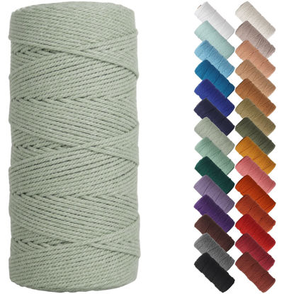 Picture of NOANTA Sage Macrame Cord 2mm x 220yards, Colored Macrame Rope, Cotton Rope Macrame Yarn, Colorful Cotton Craft Cord for Wall Hanging, Plant Hangers, Crafts, Knitting