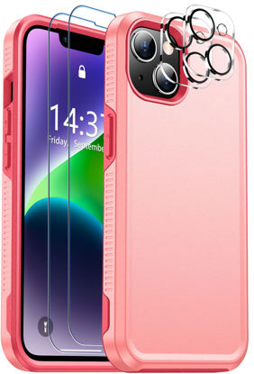 Picture of SPIDERCASE for iPhone 14 Case, [10 FT Military Grade Drop Protection][Tempered Glass Screen Protector][Tempered Camera Lens Protector] Heavy Duty Shockproof Case, Pink