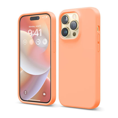 Picture of elago Compatible with iPhone 14 Pro Case, Liquid Silicone Case, Full Body Protective Cover, Shockproof, Slim Phone Case, Anti-Scratch Soft Microfiber Lining, 6.1 inch (Salmon)