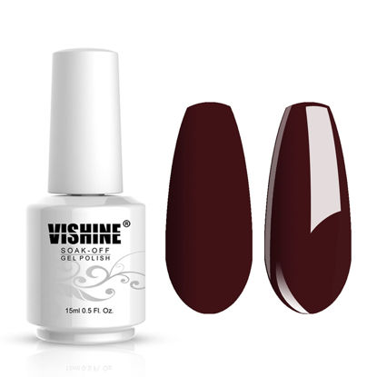 Picture of Vishine Gelpolish Professional Manicure Salon UV LED Soak Off Gel Nail Polish Varnish Color Dark Red(1336)