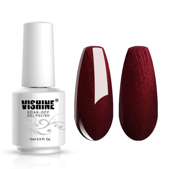 Picture of Vishine Gelpolish Lacquer Shiny Color Soak Off UV LED Gel Nail Polish Professional Manicure Pearl Rose Red(1523)