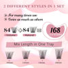 Picture of 168 Pcs Lash Clusters 2 Styles Mixed Cluster Lashes Natural Lashes & Volume Wispy Lashes for DIY Individual Lash Extensions at Home Thin Band and Soft (Natural+Volume, D-10-16mix)