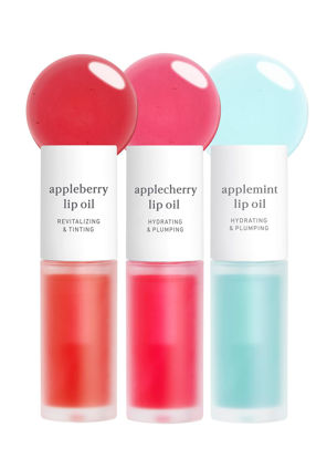 Picture of NOONI Appleseed Lip Oil Set - Appleberry & Applemint & Applecherry | with Apple Seed Oil, Lip Oil Trio, Lip Stain, Gift Sets, For Chapped and Flaky Lips